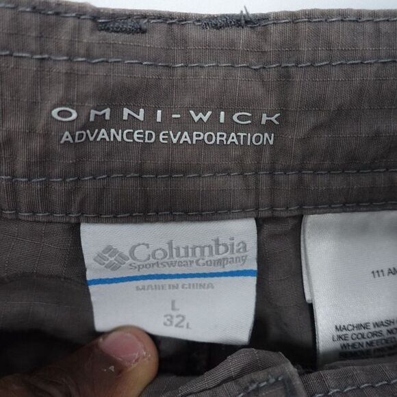 Columbia Cargo Shorts Men's 32 Gray Cotton Omni-Wick Mesh Lined Pockets Outdoor - Picture 5 of 8